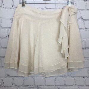 NWT Aerie Chiffon Mini Wrap Skirt Size L Beige